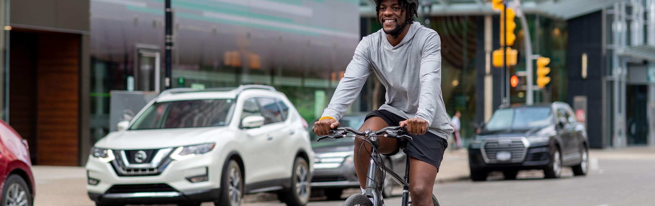 Image of downtown biking